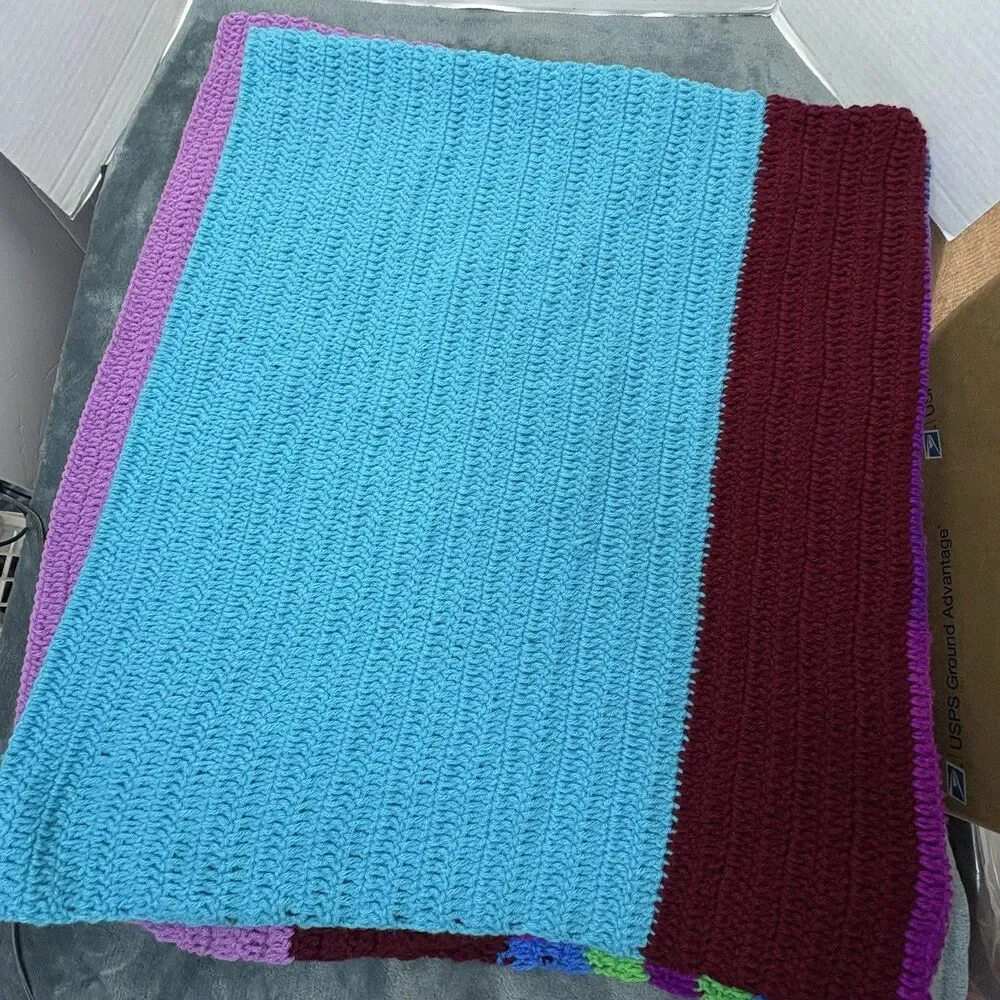Colorful Afghan Crocheted Blanket Throw Multi-color 55